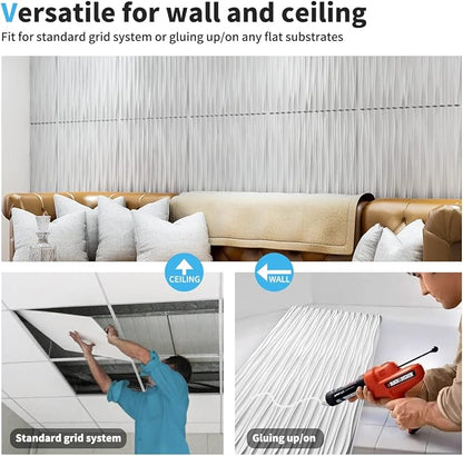 Art3d 46.2 SF White Large PVC 3D Wall Panels for Interior Wall Décor,3D Textured Wavy Wall Panels Decorative, Pack of 6 Tiles(47.2"×23.6")
