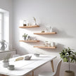 Light Wood Floating Shelves for Wall Rustic Wall Shelf for Bedroom Living Room Set of 6