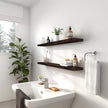 PHPH 36 Inch Wood Floating Shelves for Wall, Wooden Wall Shelves for Bedroom, Set of 4 Brown