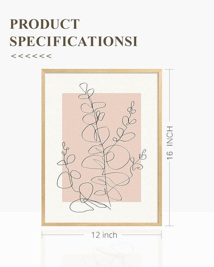 InSimSea Framed Canvas Wall Art Prints, Wall Art for Living Room Bedroom, Beige Abstract Plants Botanical Floral Line Painting Decor, Classic Retro Farmhouse Wall Shelf Decor, 12x16inch