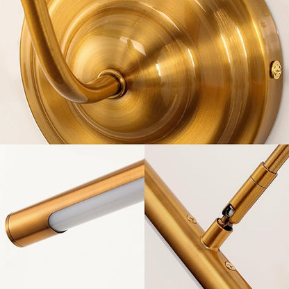 Curator-Grade Picture Light｜14" Solid Brass Anti-Glare｜95CRI True-Color｜90° Precision Lighting｜3000K Warm for Oil Paintings & Reliefs