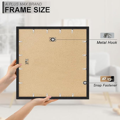 A PLUS MAX Square 22x22 Frame Set of 3, Black Engineered Wood Picture Frame for 22 x 22 Picture Poster Photo, Light Weight 22by22 Frame with Wood-grain for Wall - 3 Pack/Black/22 x22