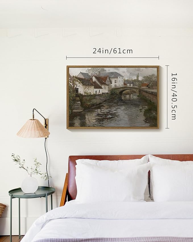 SHENIFY Large Vintage Town Framed Canvas Wall Art French Classic Wall Prints Modern Farmhouse Dining Rooms Hallways Living Rooms Bedroom Decor - 16