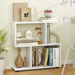 LOKO 3-Tier Geometric Bookshelf, S-Shaped Open Bookcase, Freestanding Decorative Storage Shelving, Home Storage Organizer for Living Room, Bedroom, Home Office (1, White)