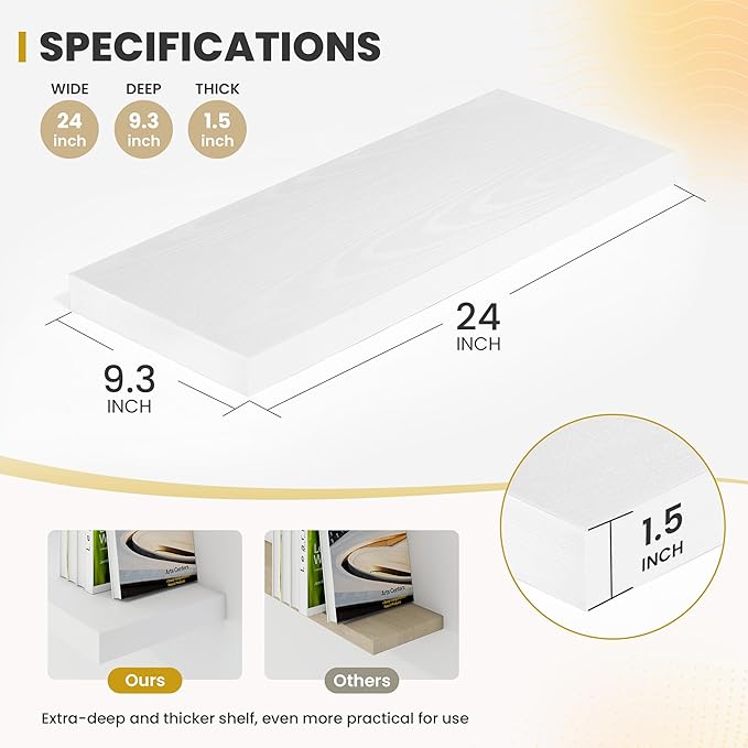 24 Inch Floating Shelves, 9.3
