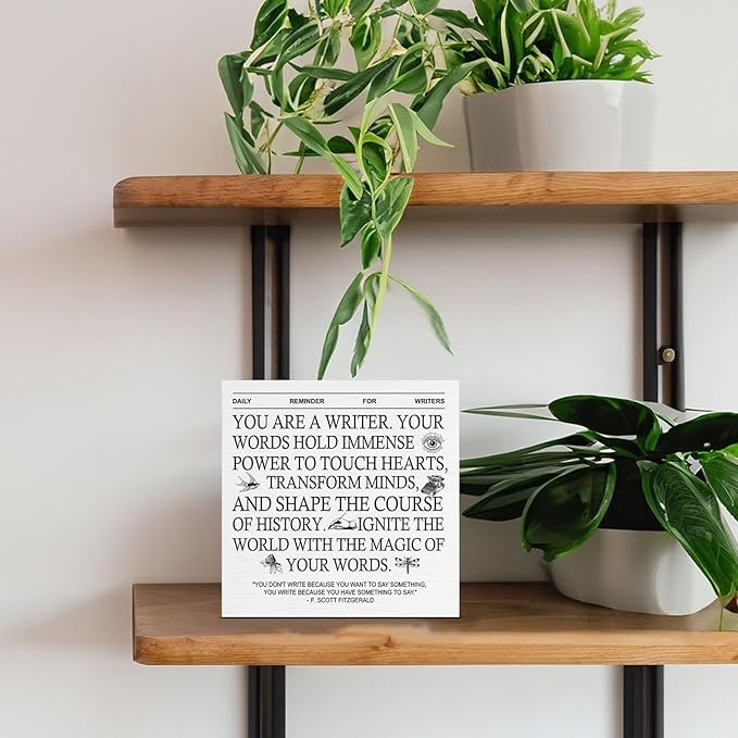 Motivation Writing Gifts for Writer Author Novelist Writing Lover, Writer Gifts for Women Men, Daily Reminder for Writers Wooden Sign for Home Office Desk Decor