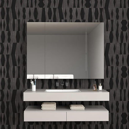 Timeet Peel and Stick Wallpaper Black Wallpaper Modern Black Contact Paper Self-Adhesive Geometric Removable Wall Paper for Living Room Bedroom Wall Decor Vinyl 17.7 "x 400"