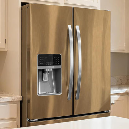 Stainless Steel Contact Paper 15.7"x 196" Dark Gold Stainless Steel Contact Paper Peel and Stick Countertop Self Adhesive Thick Texture Vinyl Waterproof Wallpaper Fridge Kitchen Cabinets