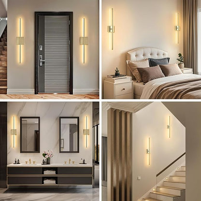 2 Pack Wall Sconces Battery Operated, Wall Sconces 3000K-6000K Dimmable Rechargeable Wall Sconce with Remote Control, 350°Rotate LED Wireless Wall Lights for Living Room, Hallway, Bedroom(Gold)