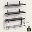 Floating Bathroom Shelves Wall Mounted - Wooden Shelf Set of 3 for Over Toilet Storage & Modern Bathroom Decor - Perfect Wall Shelving Organizer for Apartments RVs Powder Rooms Restroom - Black