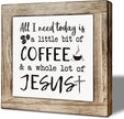 Coffee Bar Decoration, Rustic Wooden Art Sign, Bar Tabletop Shelf Accessories, Coffee Decorations for Cafe Bars, Rustic Funny Wooden Box Sign 5.9×5.9 inch