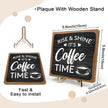 Coffee Bar Decor Sign, Coffee Bar Accessories, Funny Coffee Bar Desk Decor, Rustic Wooden Plaque Coffee Sign Farmhouse Coffee Bar Derco Signs For Coffee Station, Coffee Shelf Decor(Black+Brown05)