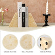 Koville Marble Bookends for Shelves, Large Bookends for Heavy Books, Non-Slip Heavy Duty Book Stopper for CD/Movies, Aesthetic Decorative Bookends for Shelves Table Home Decor(Gold)