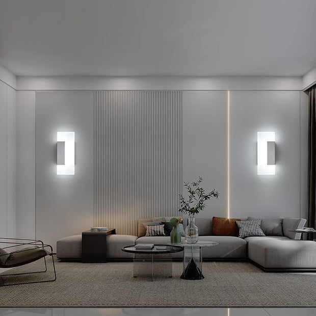 LMQNINE Modern LED Acrylic Wall Sconce White Light 6000K Hardwired Acrylic Wall Light Lighting for Bedroom Corridor Stairs Bathroom Indoor Lighting Fixture Lamps Home Room Decor (2-Pack)…
