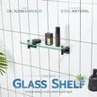 KOKOSIRI Wall Shelves Bathroom Hardware Glass Floating Shelf 16-Inch for Bedroom, Living Room, Kitchen, Hanging Rack Oil Rubbed Bronze B1105ORB-L16