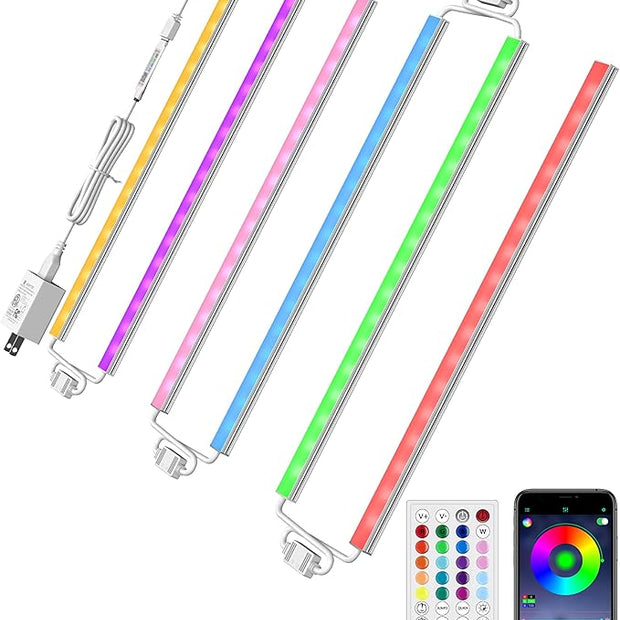 ASOKO 300 Lumens RGB Under Cabinet Led Light Plug in, 6 Pack 12 inch Linkable Under Counter Lights, Music Sync RGB LED Strip Lights with APP & Remote Control, Ambient Lights for Room Decor