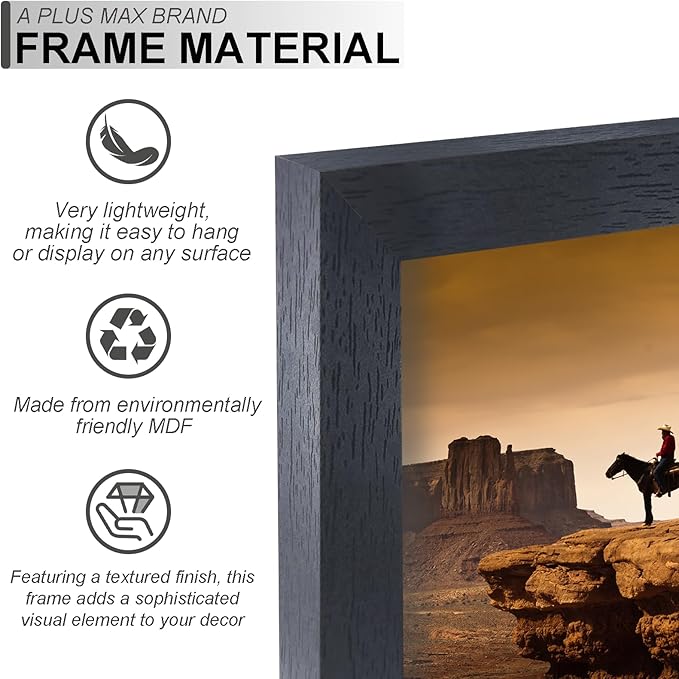 A PLUS MAX Black 8.5 x 11 Frame Set of 6, Engineered Wood Frame with Wood-grain for Display 8.5 by 11 Document Award Certificate Wall and Tabletop - 6 Pack/Black/8.5x11