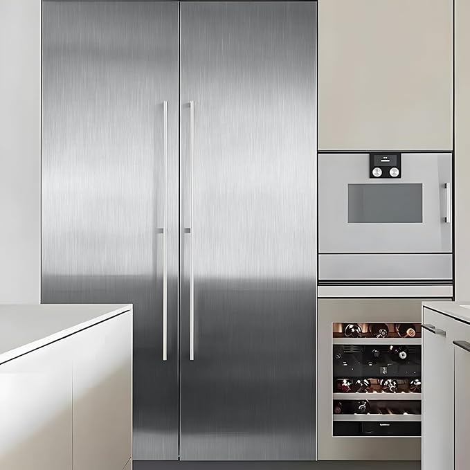 Stainless Steel Contact Paper 15.7"x 196" Thickened Grey Metallic Peel and Stick Wallpaper for Appliances Decorative Self Adhesive Stainless Steel Contact Paper for Fridge Kitchen Dishwasher Cabinets