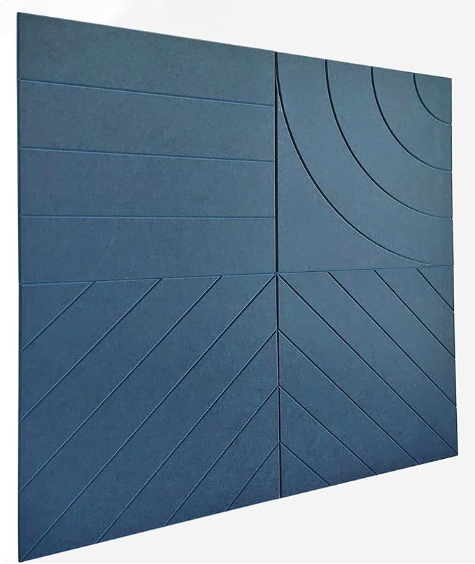 21.65" Large Square Acoustic Panels 4-Pack - Sound Absorbing Wall Panels, Noise Reducing Soundproof Decorative Felt Tiles for Home Office, Studio, Living Room - Prussian Blue