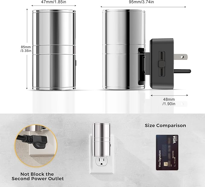 L LOHAS LED Night Light, Night Lights Plug into Wall, Smooth Silver Glossy Plating Metal-Shade Nightlights, Light Sensor, Soft White 3000K, Dimmable Nightlight Plug in for Hallway Bedroom,2 Pack