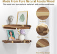 Floating Corner Shelve, 10 Inch Acacia Wood Corner Shelf Set of 2, Corner Shelf wall Mounted for Living Room, Bedroom, Bathroom, Office, Kitchen (Natural Wood Colour)