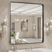 LOAAO 32x36 Inch Black Metal Framed Bathroom Mirror for Wall, Matte Black Bathroom Vanity Mirror Farmhouse, Large Rounded Rectangle Mirror, Anti-Rust, Tempered Glass, Hangs Horizontally or Vertically