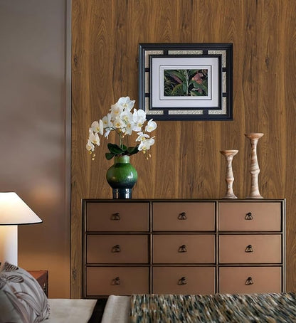 Abyssaly Wood Contact Paper, Brown Wood Peel and Stick Wallpaper for Cabinets, Self Adhesive Waterproof Wall Paper for Furniture Countertops Drawer Shelf Liner 11.8" X 197"
