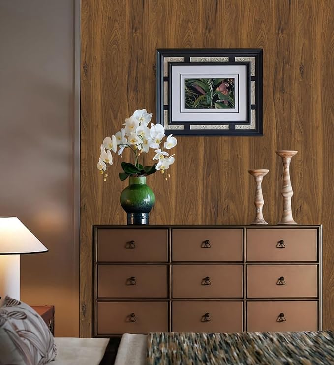 Abyssaly Wood Contact Paper, Brown Wood Peel and Stick Wallpaper for Cabinets, Self Adhesive Waterproof Wall Paper for Furniture Countertops Drawer Shelf Liner 11.8" X 78.7"