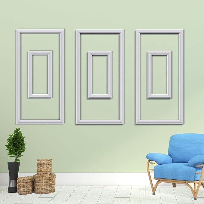 3 PCS Premade Wainscoting Panels Accent Wall Panels For Interior Wall Decor Easy DIY Build And Batten Chair Rail & Picture Frame Door Decor(12 x 24 + 6 x 12in)