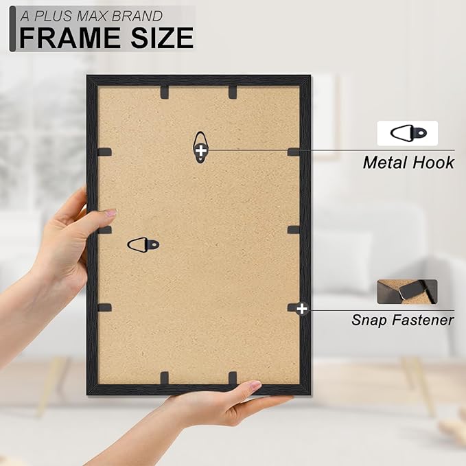 A PLUS MAX 11x16 Picture Frame Set of 3, Black Engineered Wood Frame for 11 x 16 Inch Picture Poster Photo, Light Weight 11 by 16 Frame with Wood-grain for Wall - 3 Pack/Black/11 x16