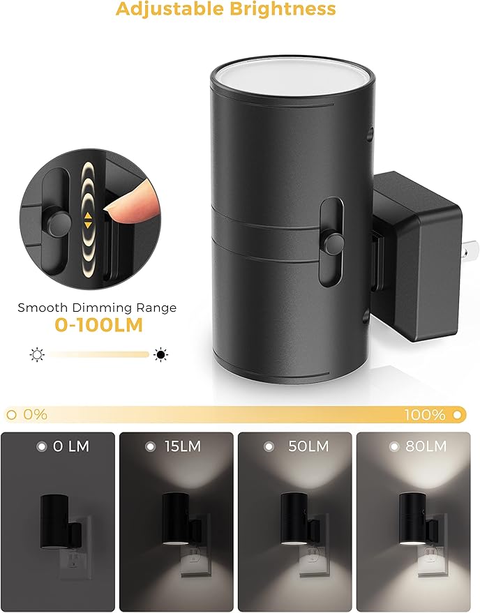 L LOHAS LED Night Light, Bright Night Light, Night Lights Plug into Wall, 5000K Daylight White, Dimmable Nightlights with Light Sensor, Decorative Nightlight for Hallway Bathroom Kitchen, 4 Pack