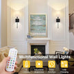 19.9 inch Battery Operated Wall Sconces Set of 2 with Remote, Rechargeable Wireless Wall Lights with Beige Fabric Shade, Indoor Not Hardwired Dimmable for Bedroom Living Room Decor