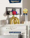 Hug Donut Decorative Vase Set - Golden Modern Classic Transitional Style Vases Home Decor, Matte Ceramic Decorations for Living Room Shelf, Bookshelf Mantle Entryway Table or Console Décor (Gold)