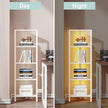 TUTOTAK Corner Shelf with LED Light, 5-Tier Corner Bookshelf for Small Space, Narrow Display Corner Shelf Stand with Storage Rack, for Living Room, Bedroom, White BS05BW005L