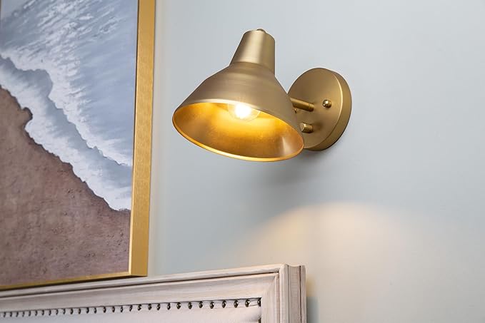 Yosoan Indoor Vanity Wall Sconce with Dimming On Off Switch, 1-Light Hardwired Vintage Wall Mount Metal Lamp Fixture with 6.89