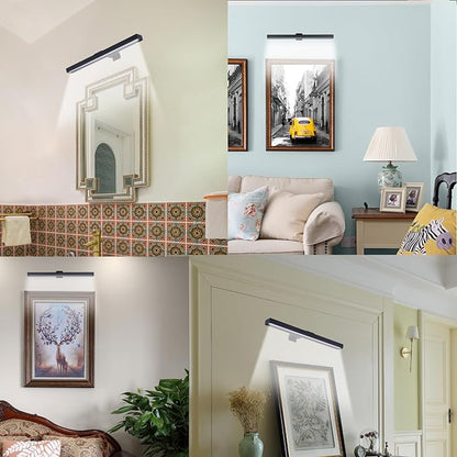 Wireless LED Picture Light 16in with Remote,Dimmable and Timer Picture Lights for Paintings,Metal Rechargeable Art Light Display Lamp,3 Modes,Dartboard Light for Frame Picture Gallery Portrait