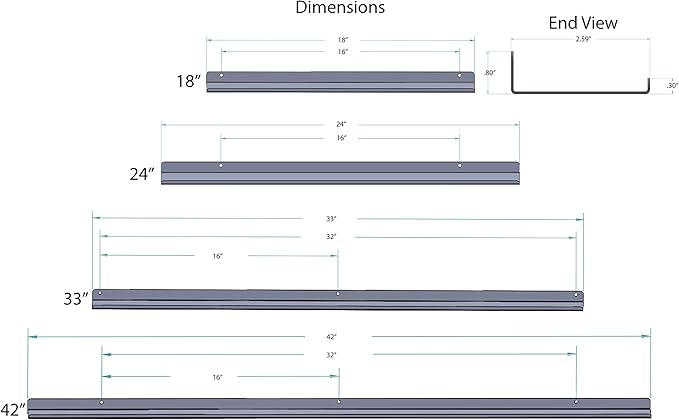 Floating Ledge, Photo Shelf, Art Ledge - Very Durable and Made in The USA (White, 18")