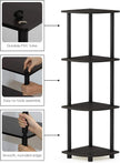 Furinno TURN-N-TUBE Corner Shelf, 4-Tier Corner Bookshelf, Display Storage Shelves with Open Shelves, for Organization and Storage, Living Room, Home Office, Garage, Espresso