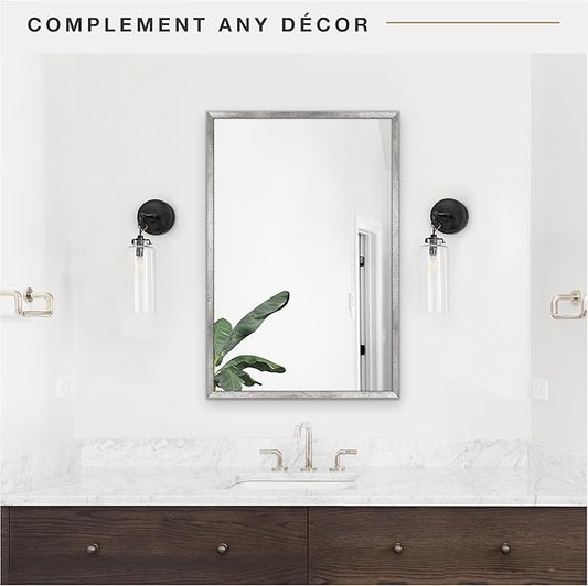 MCS Micro Rope Front Loaded Wall Mirror, (20x30, Brushed Nickel)