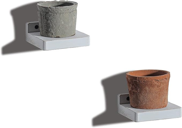 Freezing point Small Floating Shelves for Wall Set of 2 Natural Wood 4Inch Mini White Wall Shelf Decor Plant Display Collectibles Mounted Kitchen Bathroom Bedroom Corner Decorative Storage Tiny Stand