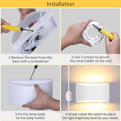 Lightess Plug in Wall Sconces 12W Modern LED Wall Light Dimmable Indoor Up Down Wall Lamp for Bedroom Living Room Hallway Staircase, Warm White
