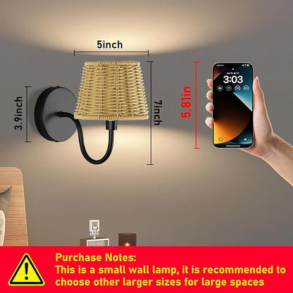 Battery Operated Wall Sconce Set of 2, Rechargeable Wireless Sconces with Dimmable Detachable Magnetic Bulbs and Remote, 3 Colors Wall Lights for Bedroom Living Room Hallway Fireplace
