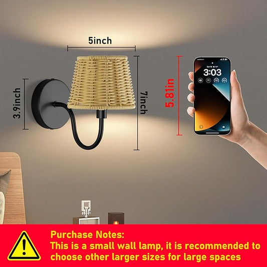 Battery Operated Wall Sconce Set of 2, Rechargeable Wireless Sconces with Dimmable Detachable Magnetic Bulbs and Remote, 3 Colors Wall Lights for Bedroom Living Room Hallway Fireplace
