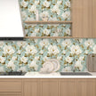 Modern Green White Flowers Wallpaper Blue Floral Peel and Stick Contact Paper 17.5