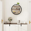 Floating Shelves, 3 Tier Decorative Geometric Circle Metal and Wood Wall Shelves, Bathroom Shelf Round Wall Decor, Rustic Brown