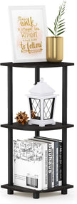Furinno TURN-N-TUBE Corner Shelf, 3-Tier Corner Bookshelf, Display Storage Shelves with Open Shelves, for Organization and Storage, Living Room, Home Office, Garage, Espresso