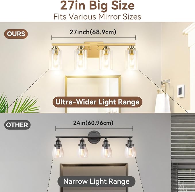 4-Light Bathroom Light Fixtures, 27