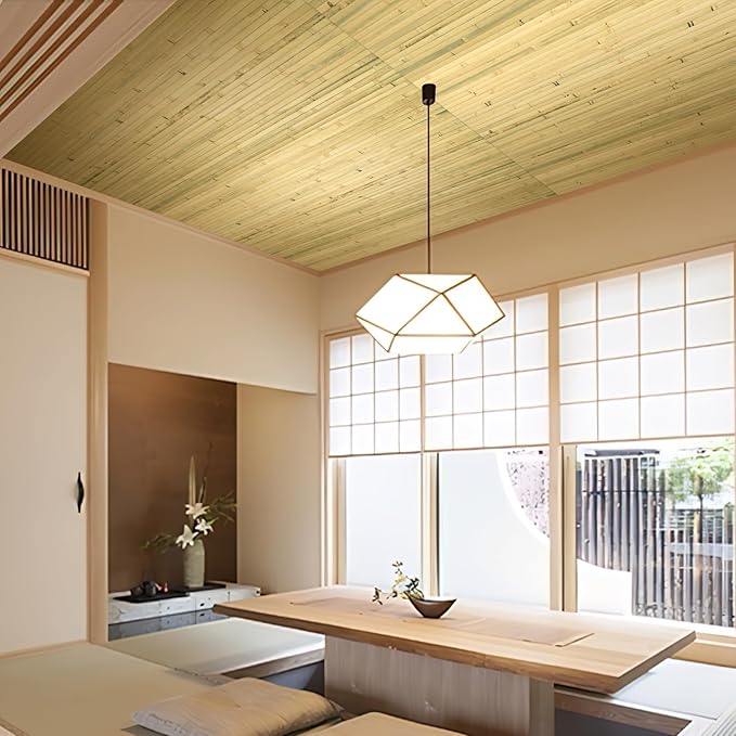 Natural Bamboo Wall Panel for Interior Wall Decor, Renewable Pole Wrap Wainscoting Paneling for Wall Ceiling Furniture Cabinet Office, 48 x 96 Inch, Natural