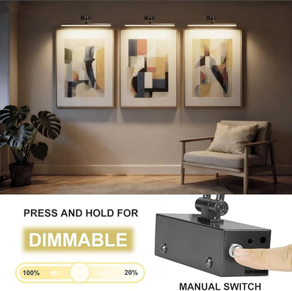 2 Pack Picture Lights for Wall Battery Operated, 16 inch Wireless Art Lighting for Painting, 6 Colors Picture Frame Lights with Remote, Dimmable 5200mAh Gallery Light, Black