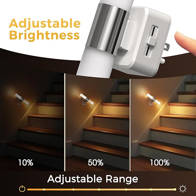 L LOHAS LED Night Light, 2 Pack Night Lights Plug into Wall, 3000K Soft White, 0-100LM Adjustable Brightness, 180° Rotating Plug in Night Light with Auto Light Sensor (Matte White)